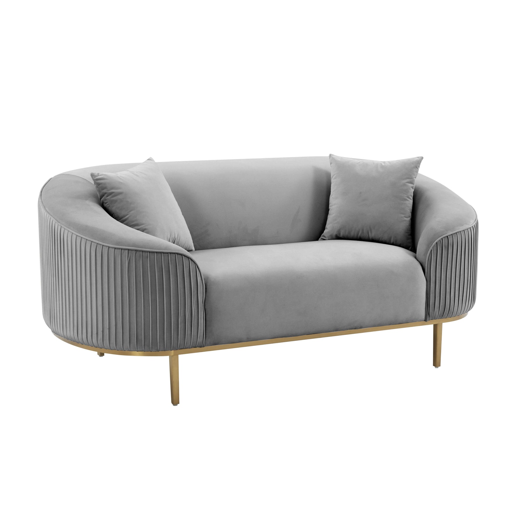 TOV Furniture Modern Michelle Light Grey Pleated Loveseat - TOV-IHL68662