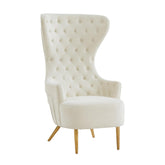 TOV Furniture Modern Jezebel Cream Velvet Wingback Chair - TOV-IHS68205