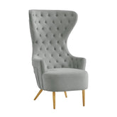 TOV Furniture Modern Jezebel Grey Velvet Wingback Chair - TOV-IHS68207