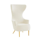 TOV Furniture Modern Julia Cream Velvet Channel Tufted Wingback Chair - TOV-IHS68509