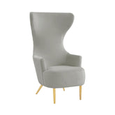 TOV Furniture Modern Julia Grey Velvet Channel Tufted Wingback Chair - TOV-IHS68510