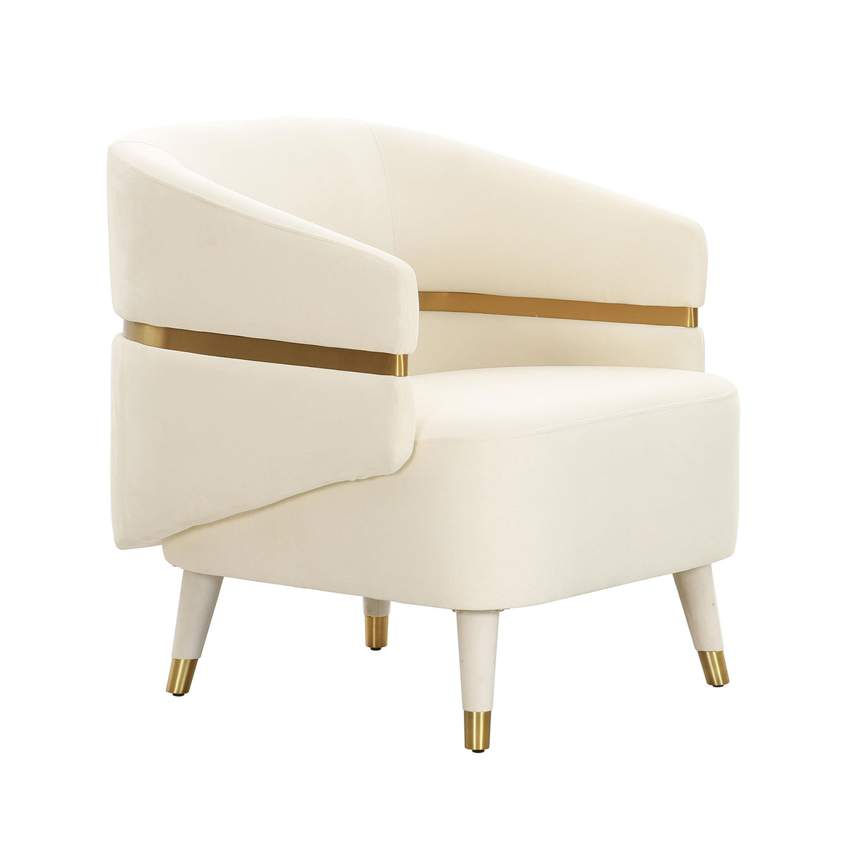 TOV Furniture Modern Ayla Cream Velvet Accent Chair - TOV-IHS68545