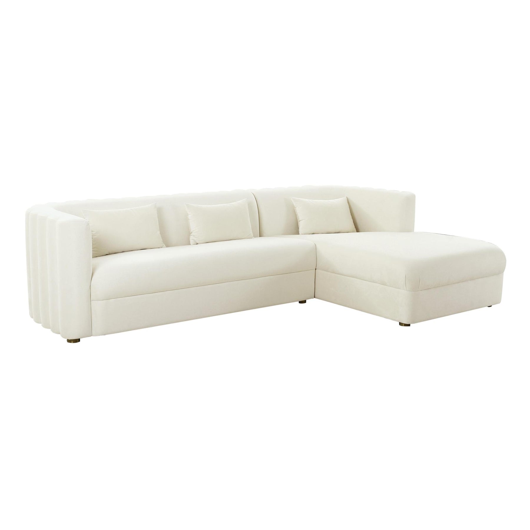 TOV Furniture Modern Callie Cream Velvet Sectional - RAF - TOV-L44156-L44158