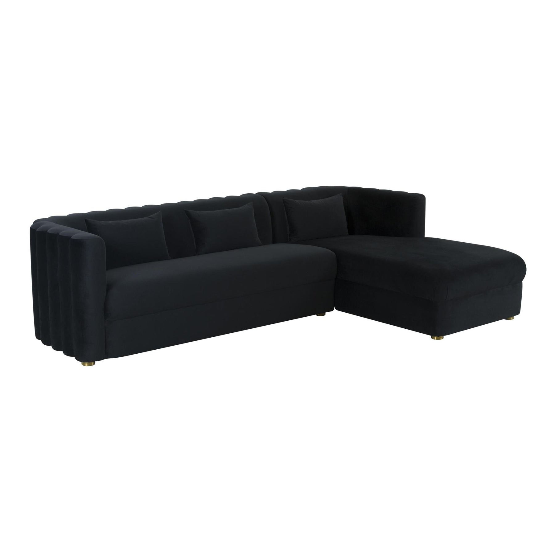 TOV Furniture Modern Callie Black Velvet Sectional - RAF - TOV-L44164-L44166
