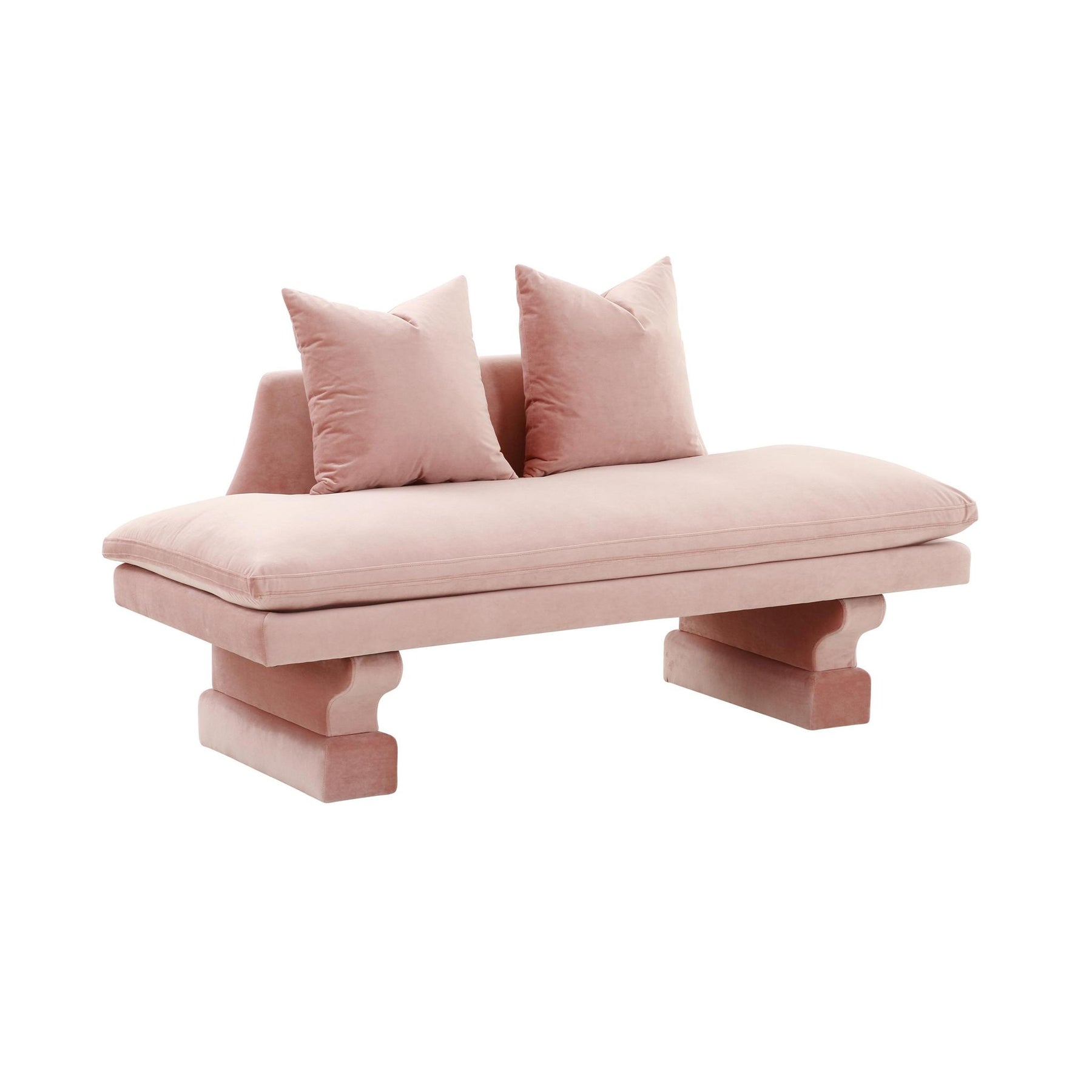 TOV Furniture Modern Hyde Salmon Pink Velvet Pedestal Sofa - TOV-L68433