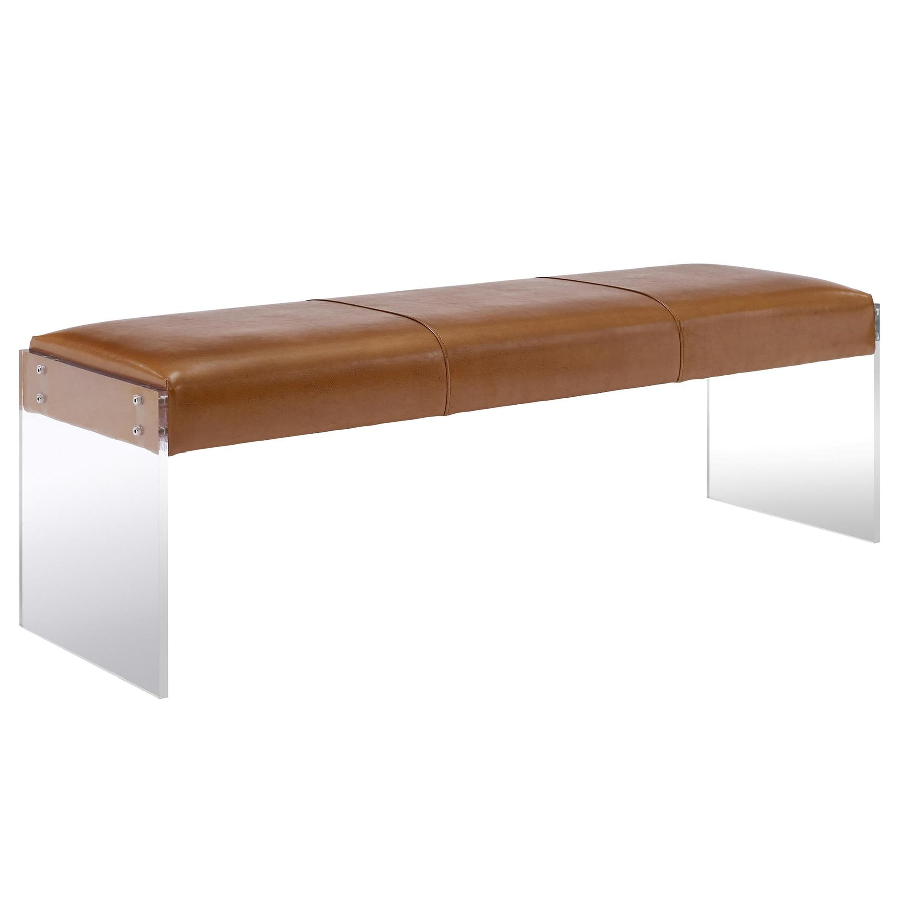 TOV Furniture Modern Envy Brown Leather/Acrylic Bench - TOV-O28