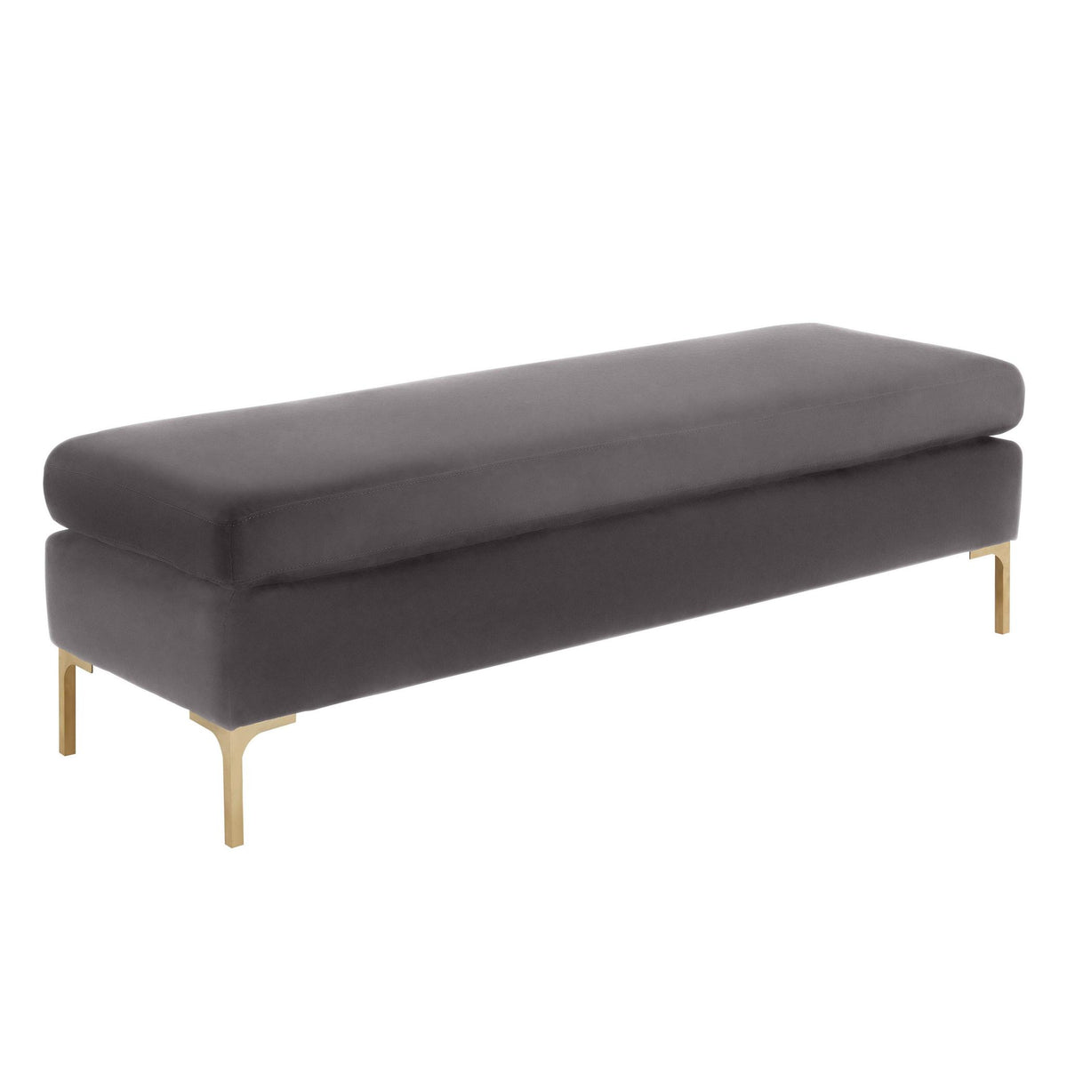 TOV Furniture Modern Delilah Grey Velvet Bench - TOV-O6269