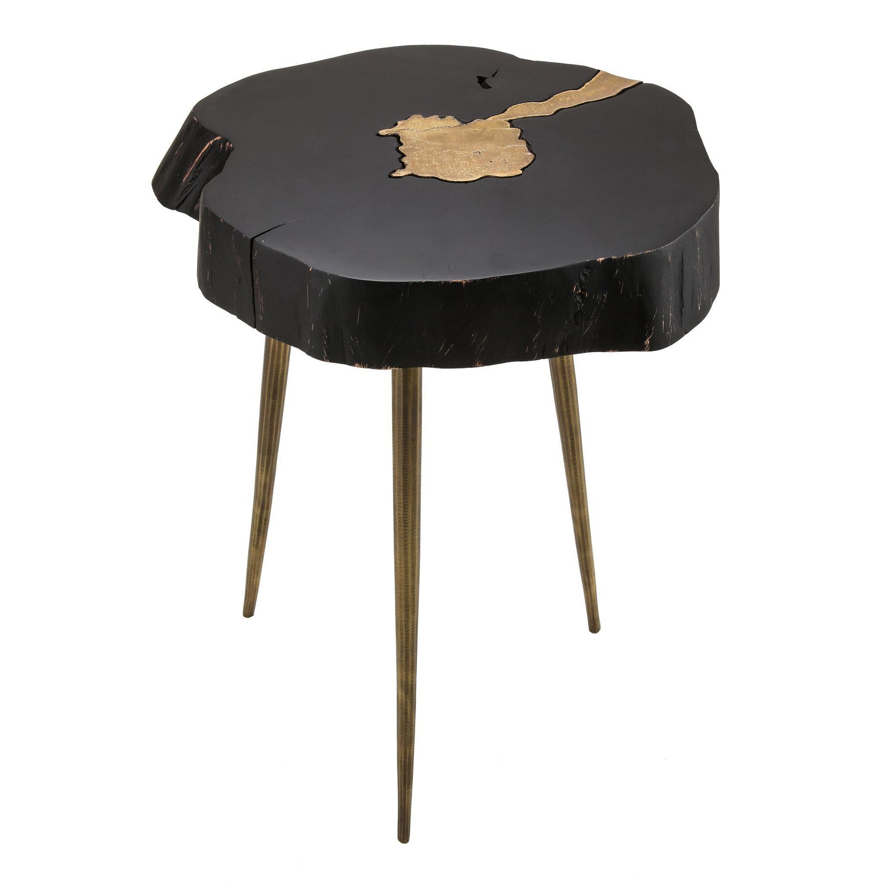 TOV Furniture Modern Timber Black and Brass Side Table - TOV-OC18169