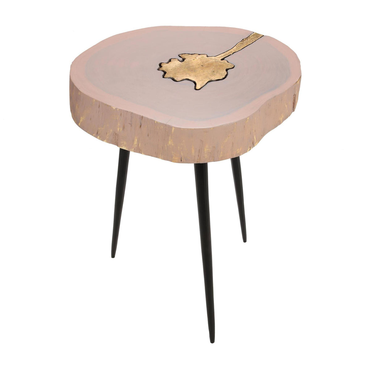 TOV Furniture Modern Timber Pink and Brass Side Table - TOV-OC18170