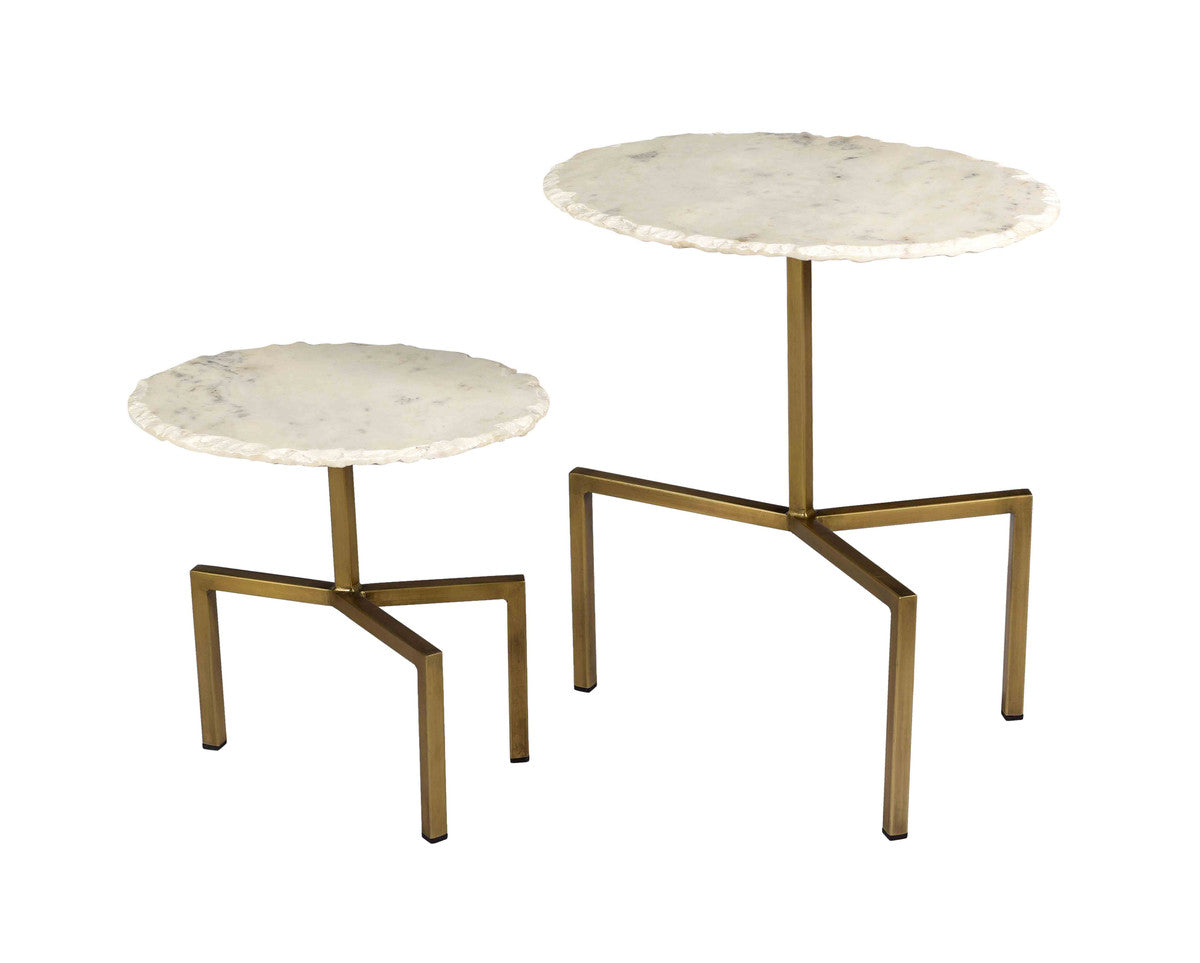 TOV Furniture Modern Hanish White Marble Tables - Set of 2 - TOV-OC18294