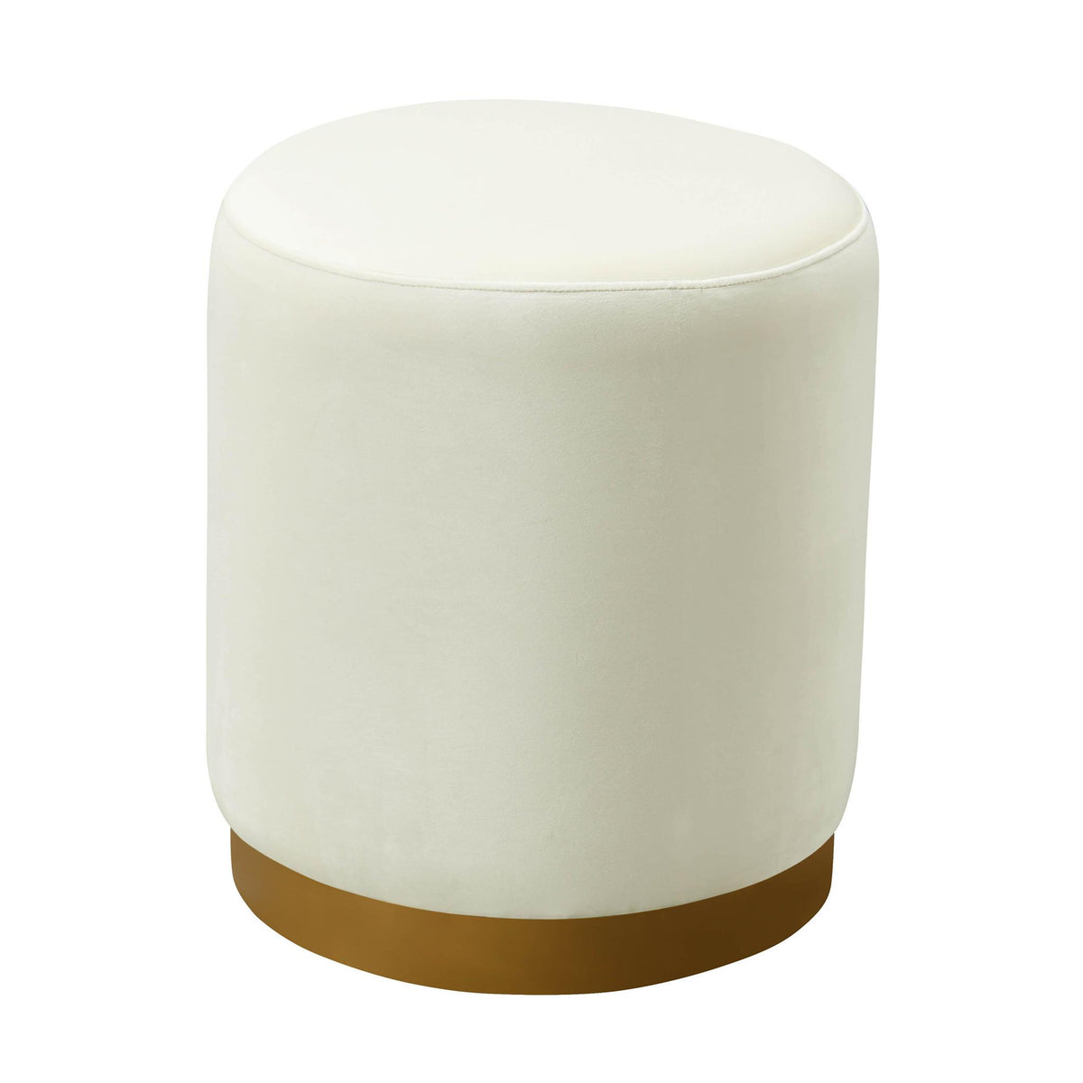 TOV Furniture Modern Opal Cream Velvet Ottoman with Gold Base - TOV-OC6156
