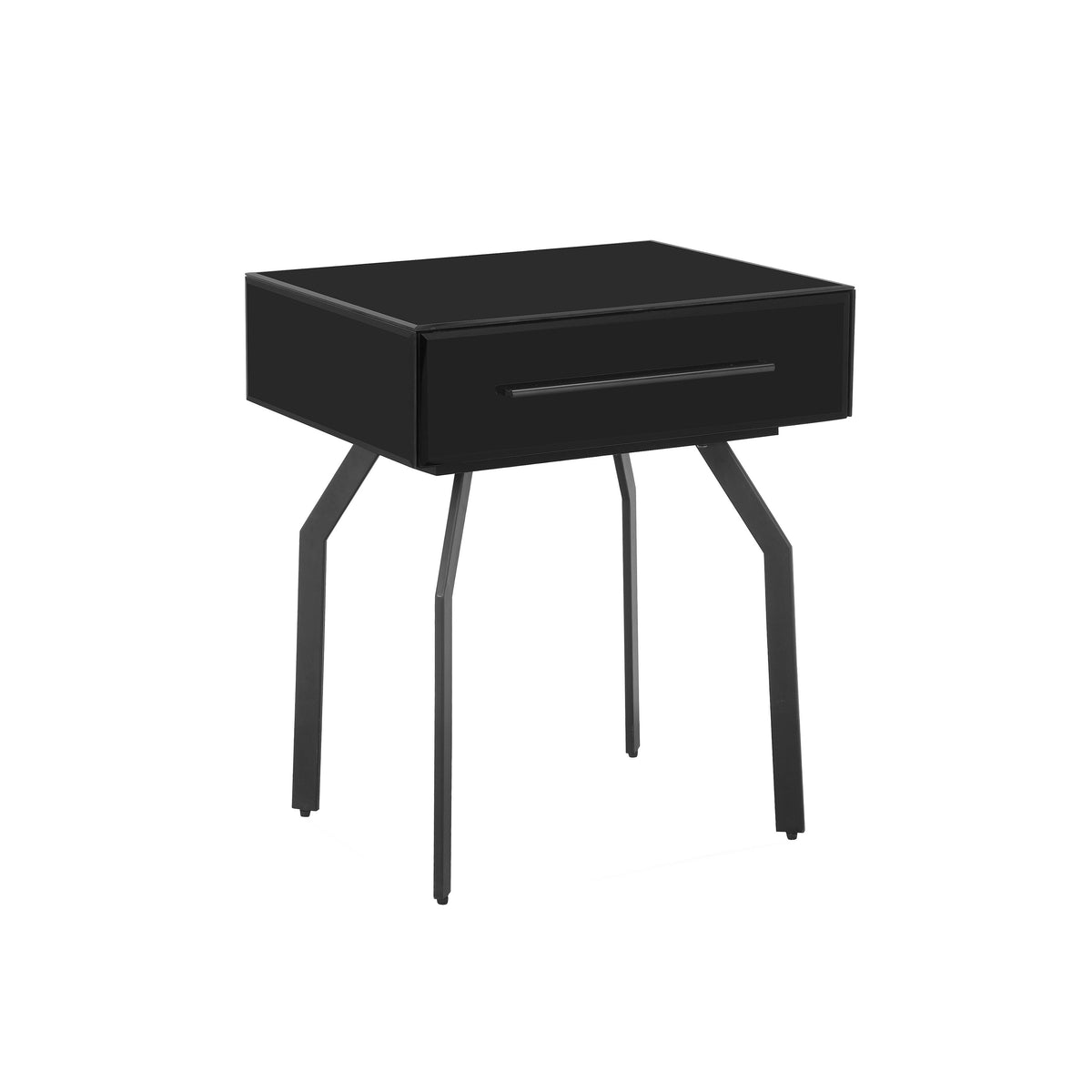 TOV Furniture Modern Santana Black Glass Side Table - TOV-OC68578