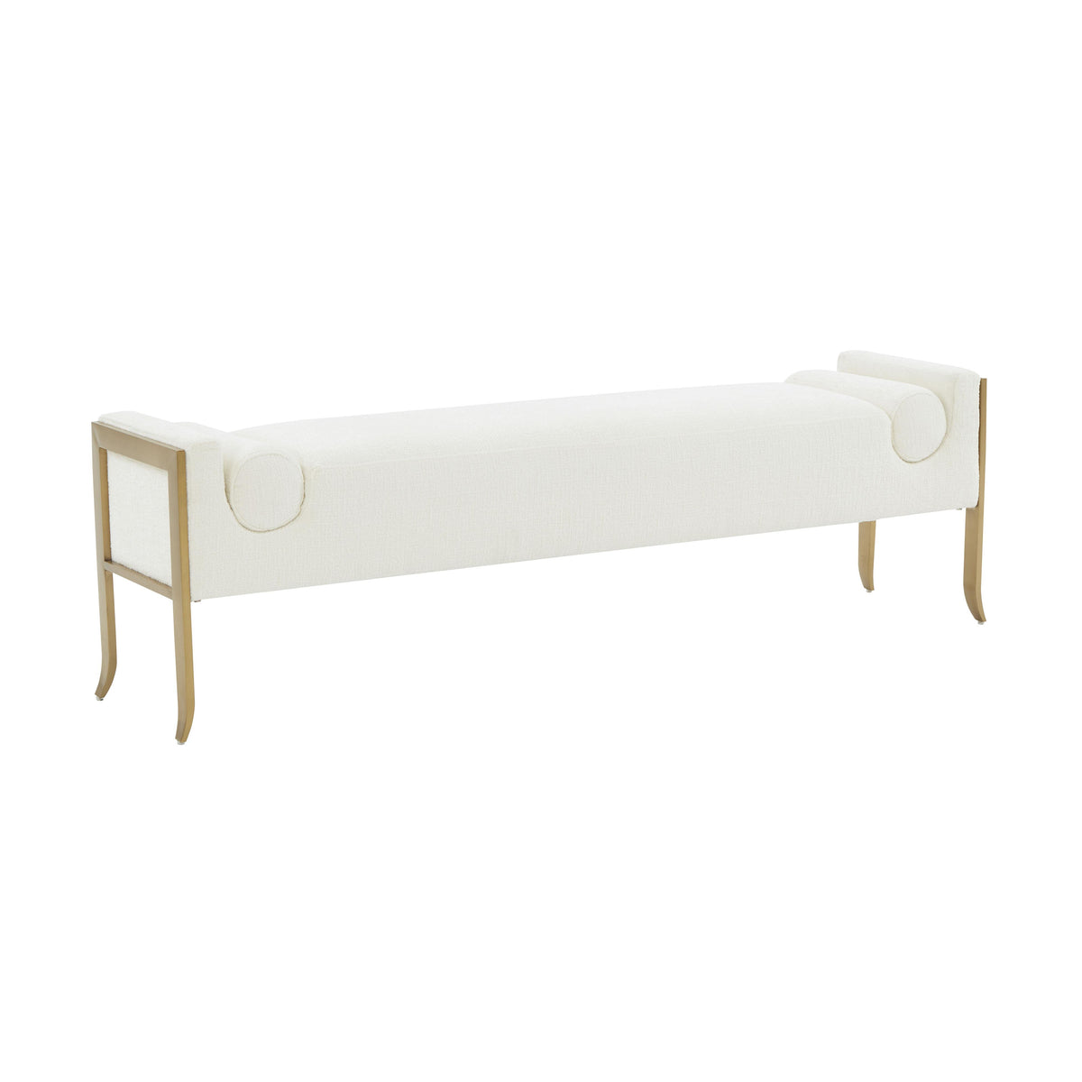 TOV Furniture Modern Ines Cream Textured Velvet Bench - TOV-OC68642