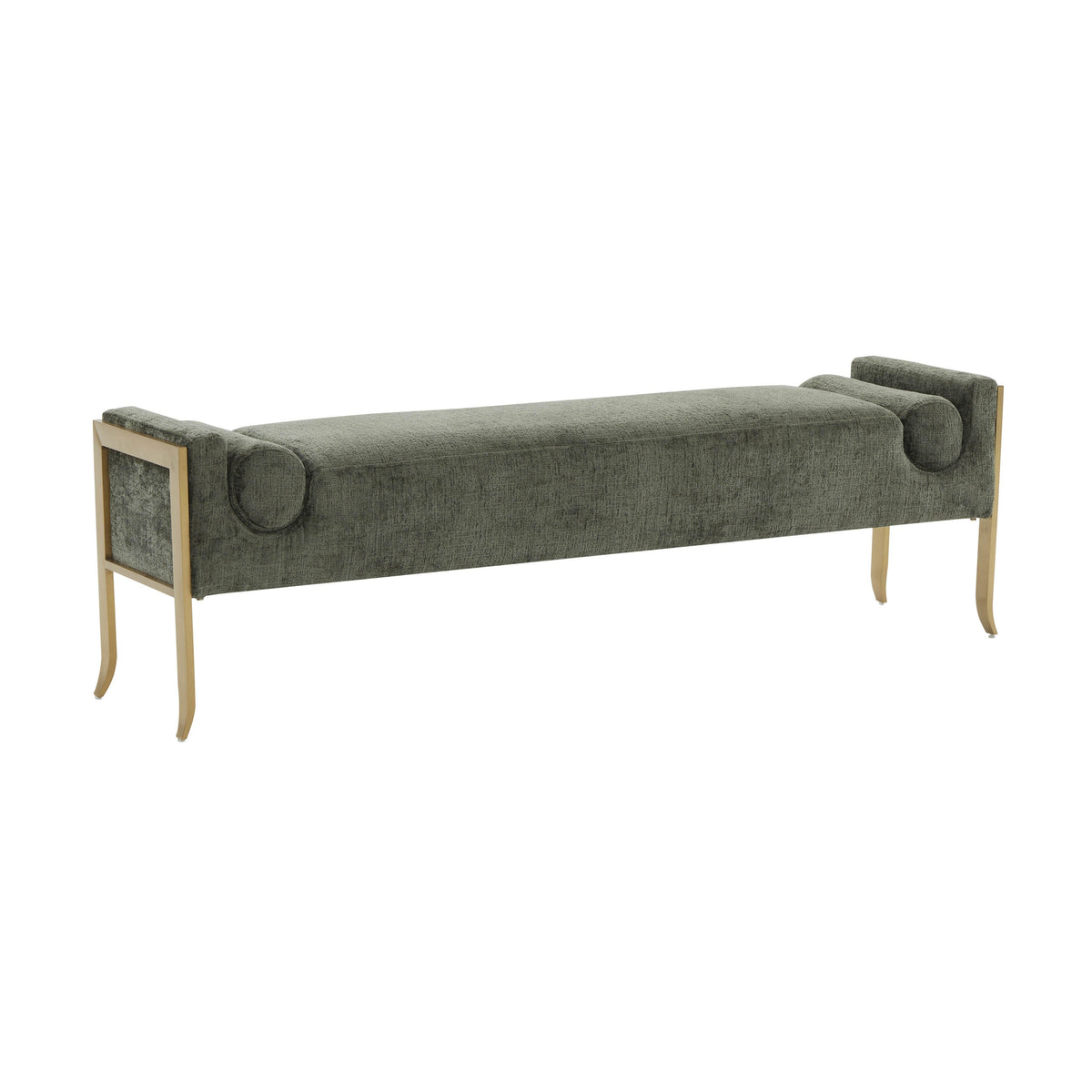 TOV Furniture Modern Ines Green Textured Velvet Bench - TOV-OC68643