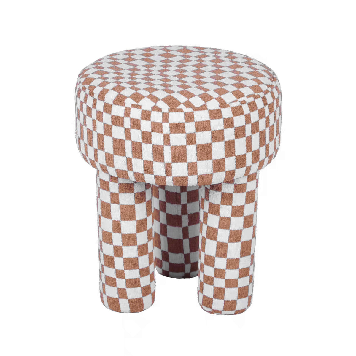 TOV Furniture Modern Claire Brown Checkered Boucle Stool - TOV-OC68756