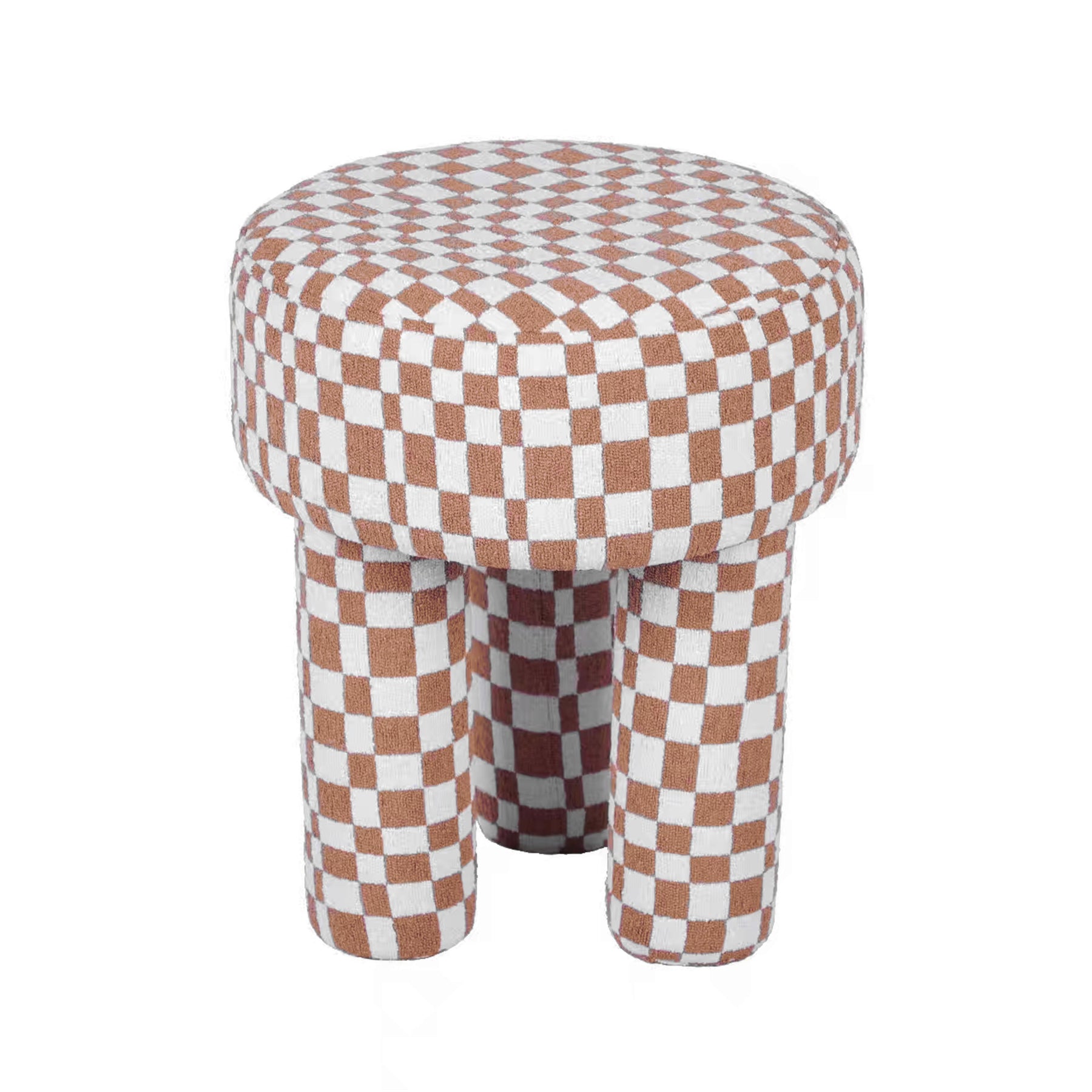 TOV Furniture Modern Claire Brown Checkered Boucle Stool - TOV-OC68756