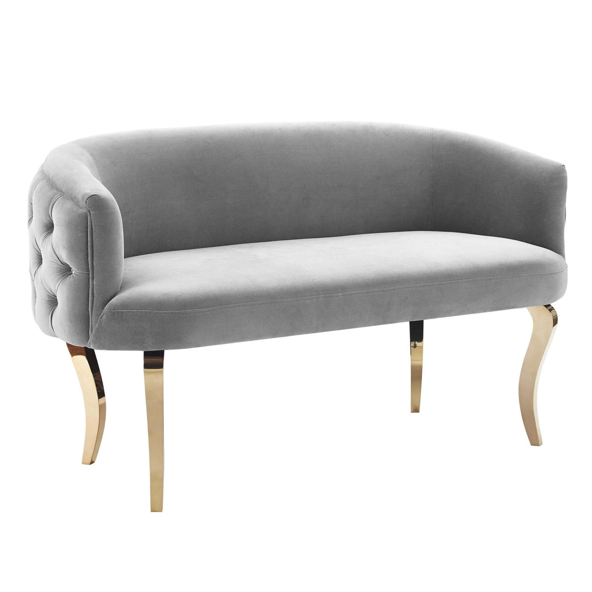 TOV Furniture Modern Adina Grey Velvet Loveseat with Gold Legs - TOV-S116