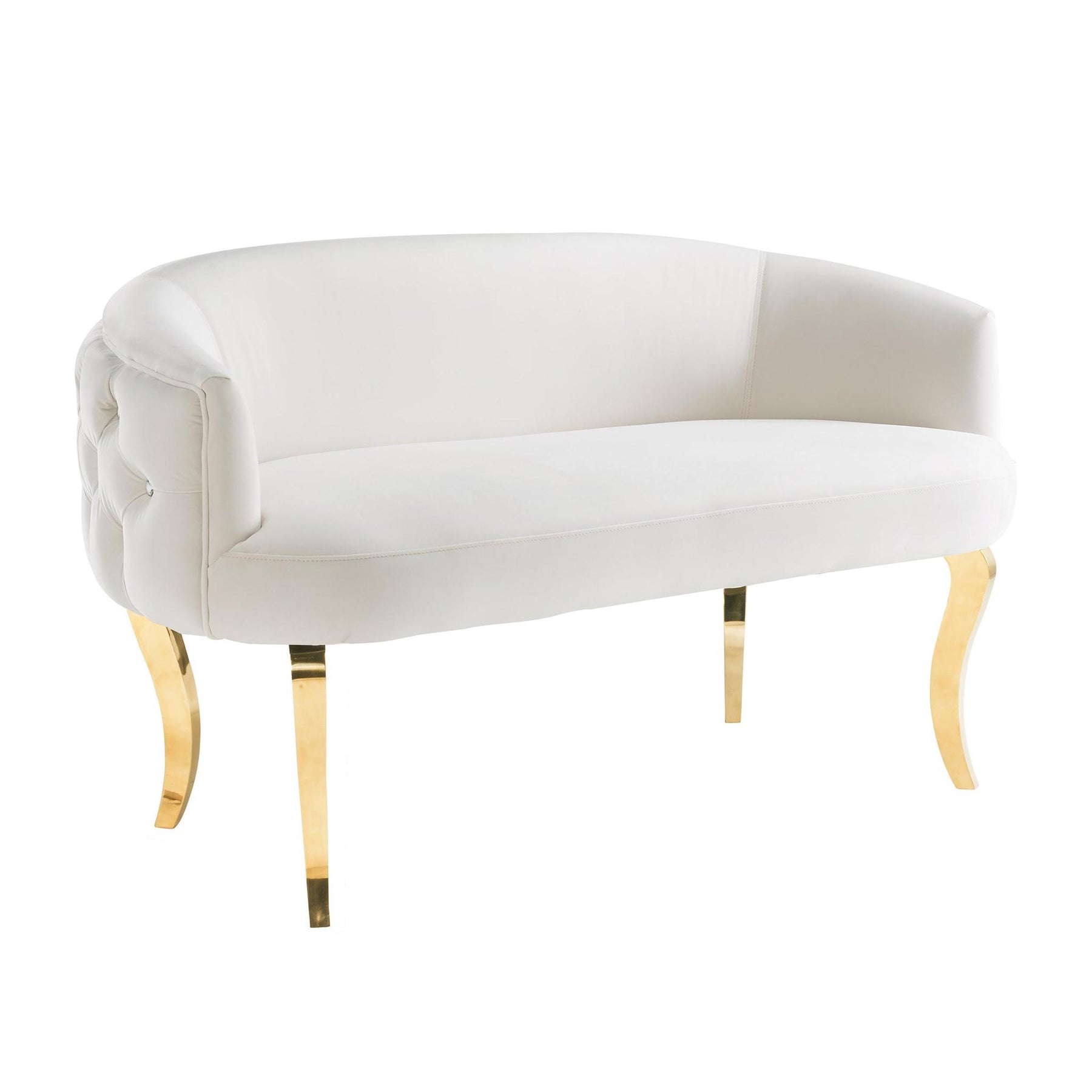 TOV Furniture Modern Adina White Velvet Loveseat with Gold Legs - TOV-S137