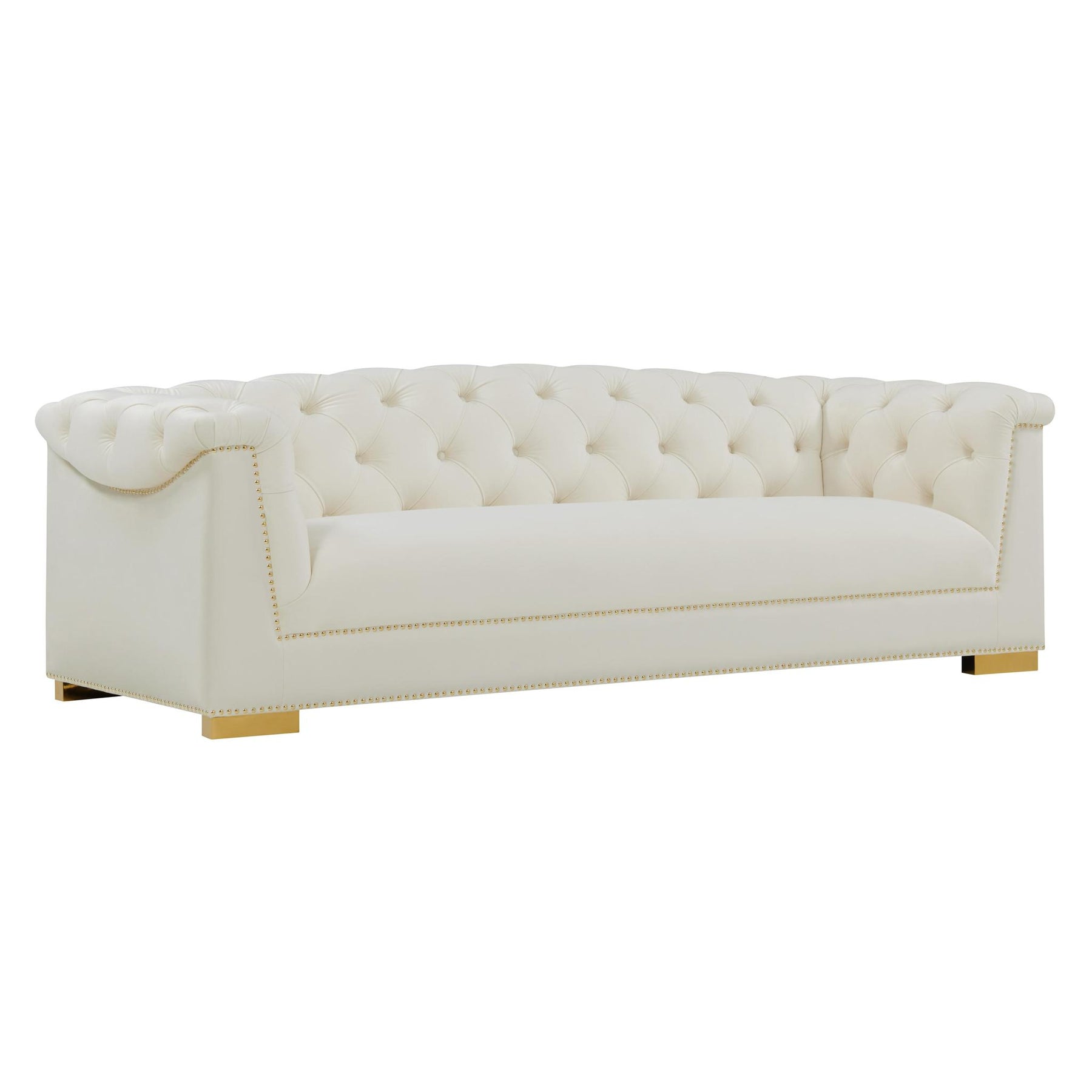 TOV Furniture Modern Farah Cream Velvet Sofa - TOV-S4929