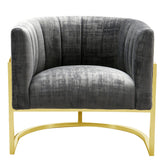 TOV Furniture Modern Magnolia Slub Grey Chair with Gold Base - TOV-S6151