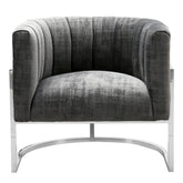 TOV Furniture Modern Magnolia Slub Grey Chair with Silver Base - TOV-S6152