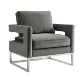 TOV Furniture Modern Avery Grey Velvet Chair - Silver Frame - TOV-S6293