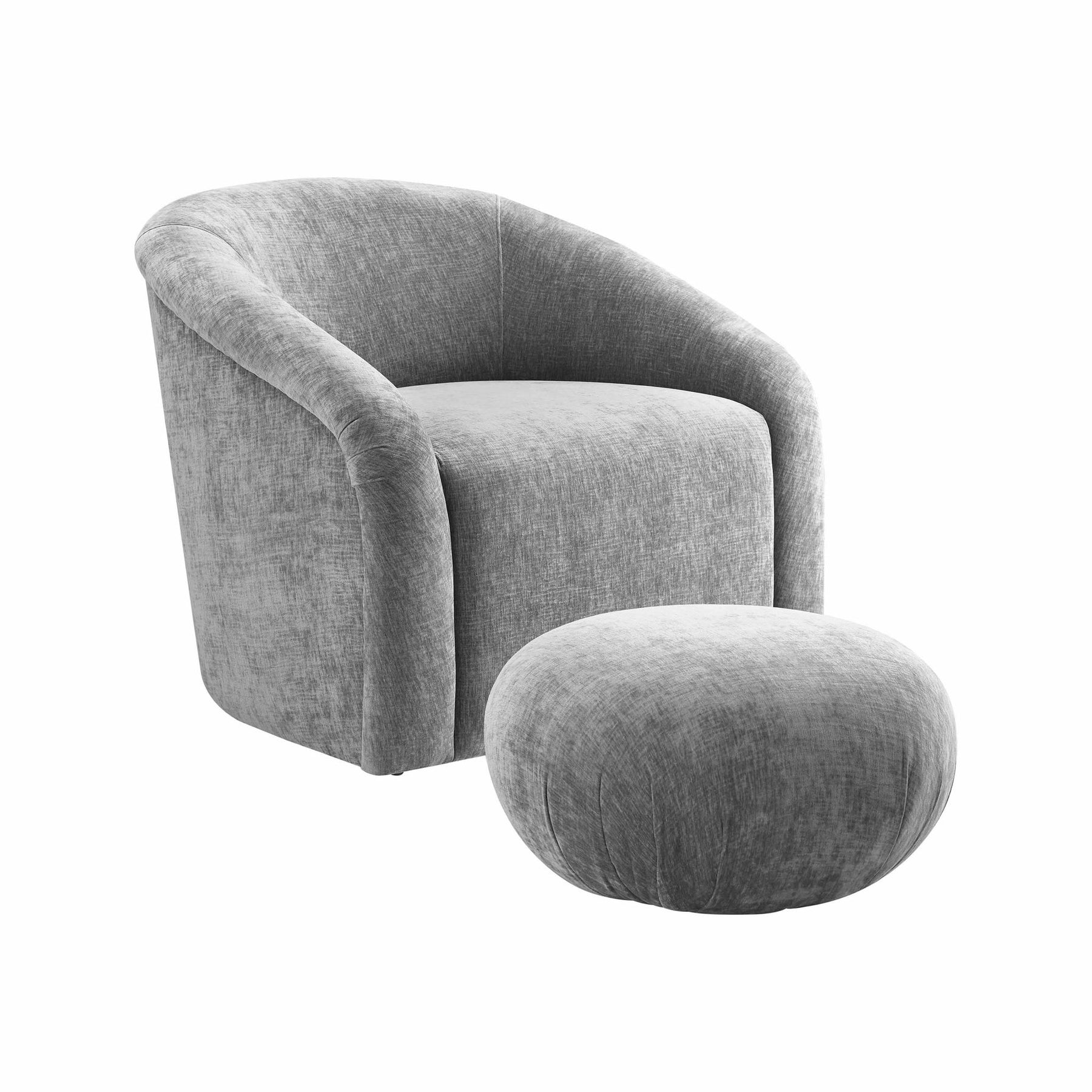 TOV Furniture Modern Boboli Grey Chenille Chair + Ottoman Set - TOV-S6382