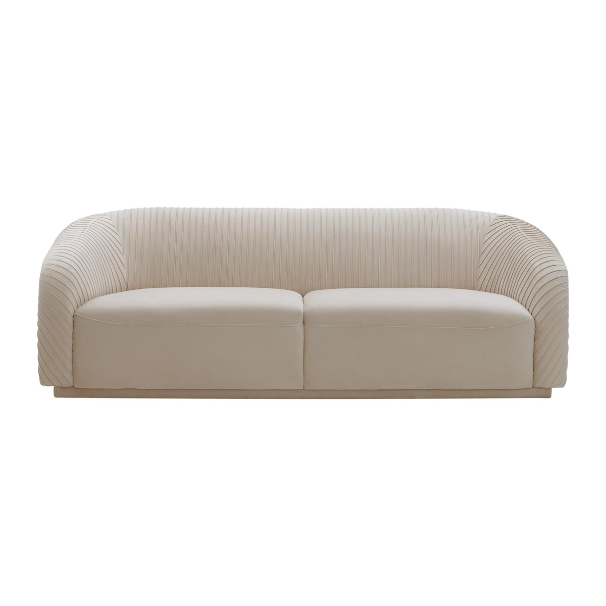 TOV Furniture Modern Yara Pleated Beige Velvet Sofa - TOV-S6457