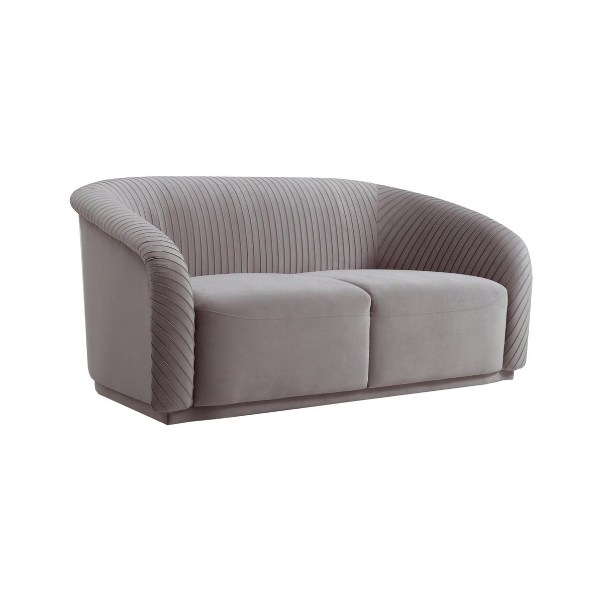 TOV Furniture Modern Yara Pleated Grey Velvet Loveseat - TOV-S6483