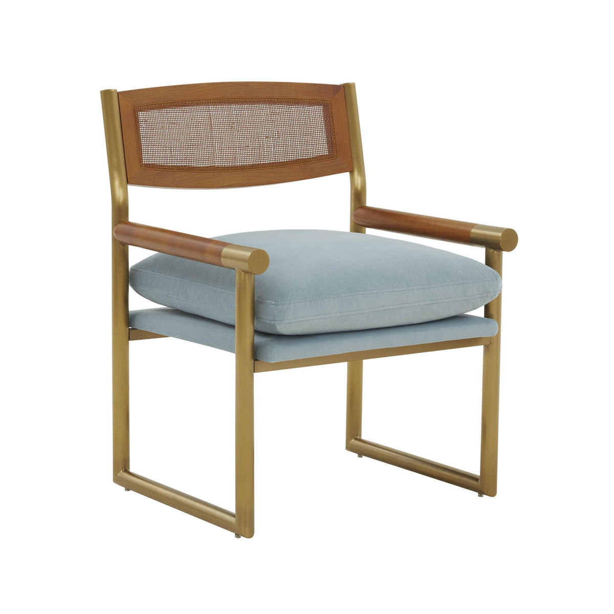 TOV Furniture Modern Harlow Rattan Dusty Blue Velvet Chair - TOV-S68448