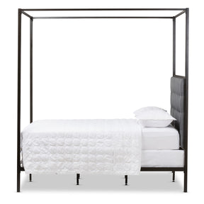Baxton Studio Eleanor Vintage Industrial Black Finished Metal Canopy Queen Bed Baxton Studio-Queen Bed-Minimal And Modern - 3
