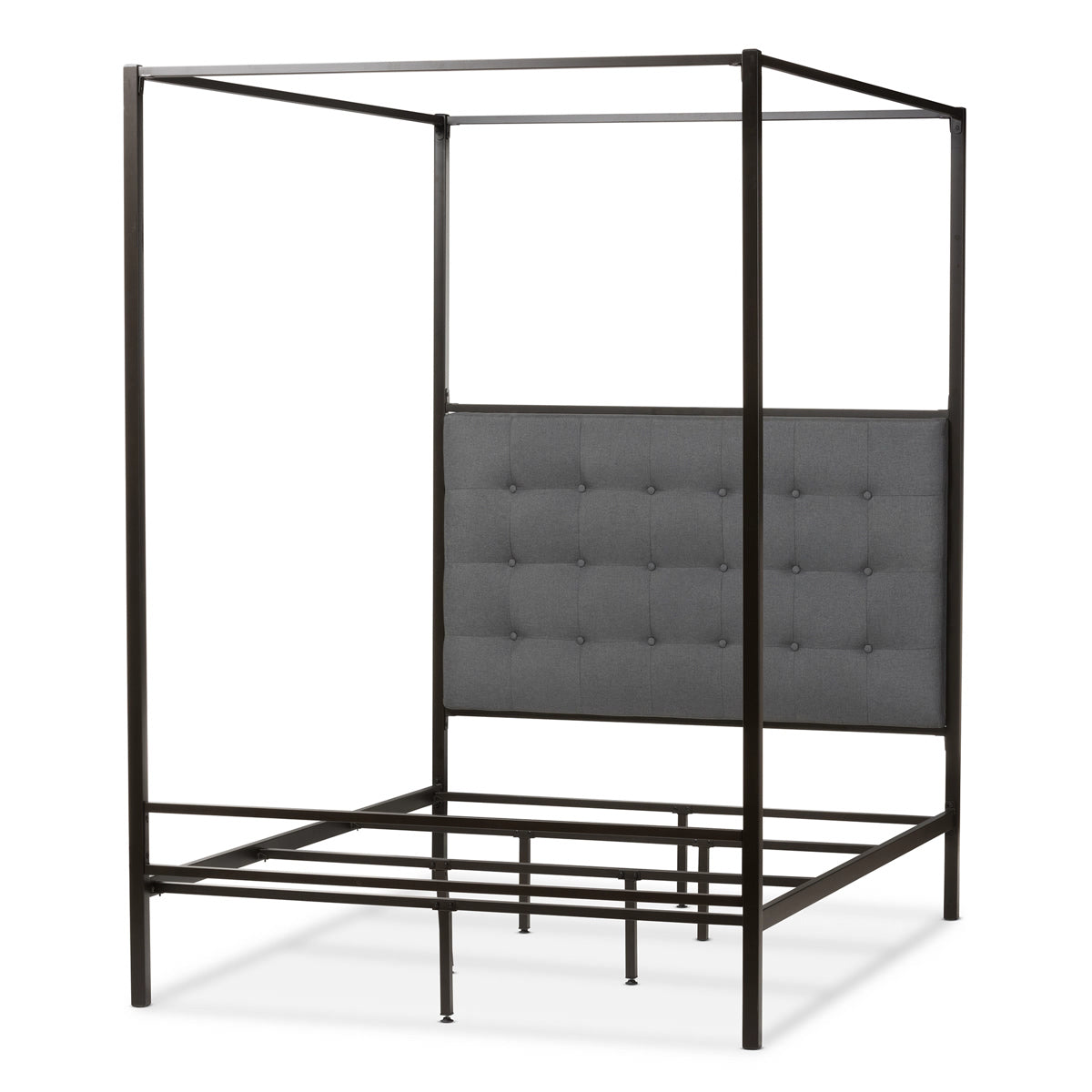 Baxton Studio Eleanor Vintage Industrial Black Finished Metal Canopy Queen Bed Baxton Studio-Queen Bed-Minimal And Modern - 4