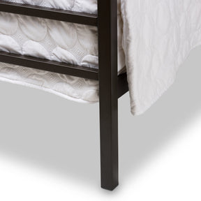 Baxton Studio Eleanor Vintage Industrial Black Finished Metal Canopy Queen Bed Baxton Studio-Queen Bed-Minimal And Modern - 6