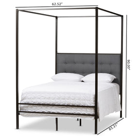 Baxton Studio Eleanor Vintage Industrial Black Finished Metal Canopy Queen Bed Baxton Studio-Queen Bed-Minimal And Modern - 8