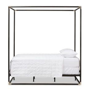 Baxton Studio Eva Vintage Industrial Black Finished Metal Canopy Queen Bed Baxton Studio-Queen Bed-Minimal And Modern - 3