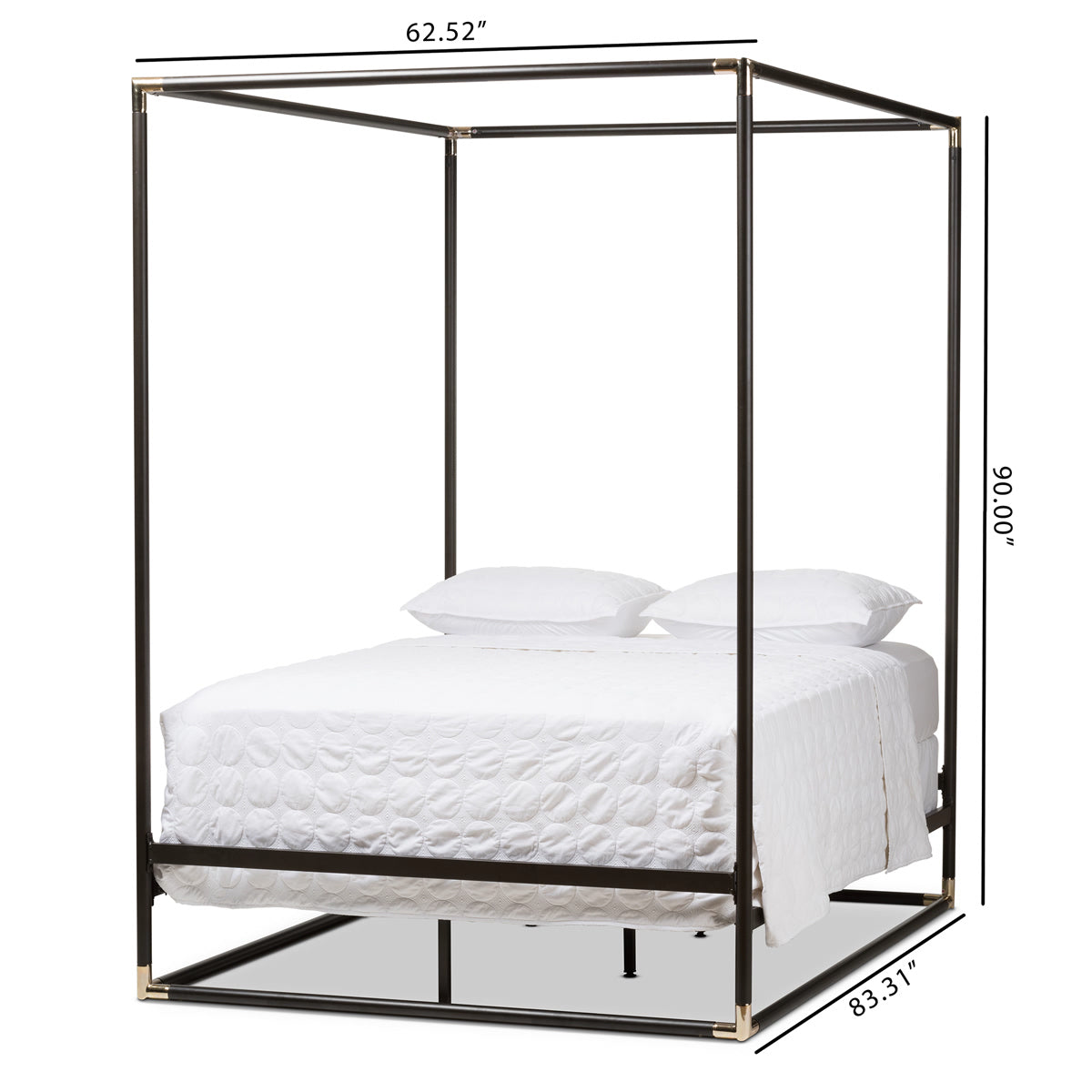 Baxton Studio Eva Vintage Industrial Black Finished Metal Canopy Queen Bed Baxton Studio-Queen Bed-Minimal And Modern - 7