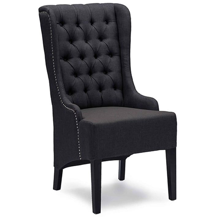 Baxton Studio Vincent Grey Linen Button-Tufted Chair with Silver Nail heads Trim Baxton Studio-chairs-Minimal And Modern - 1