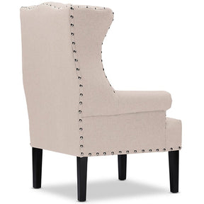 Baxton Studio Knuckey French Country Beige Linen Nail Head Wing Back Armchair Baxton Studio-chairs-Minimal And Modern - 4
