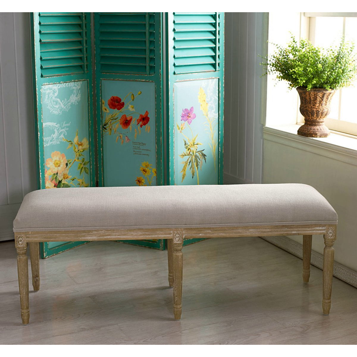 Baxton Studio Clairette Wood Traditional French Bench Baxton Studio-benches-Minimal And Modern - 4