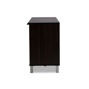 Baxton Studio Unna 70-Inch Dark Brown Wood TV Cabinet with 2 Sliding Doors and Drawer Baxton Studio-TV Stands-Minimal And Modern - 4