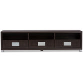 Baxton Studio Gerhardine Dark Brown Wood 63-Inch TV Cabinet with 3-drawer Baxton Studio-TV Stands-Minimal And Modern - 1