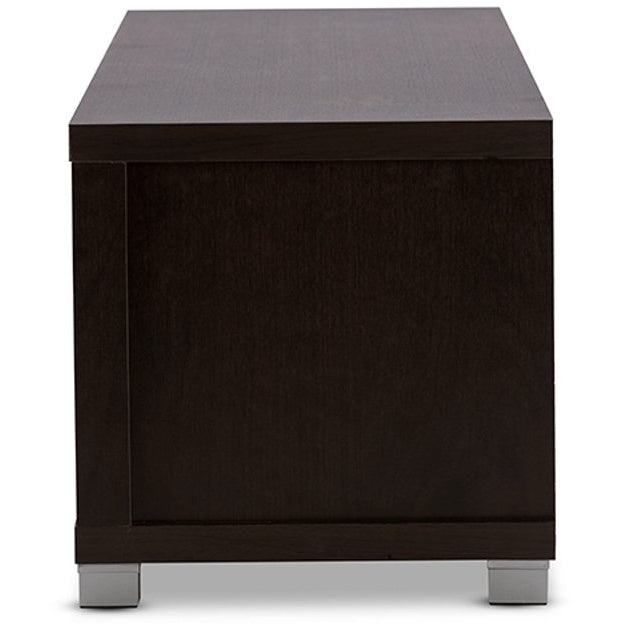 Baxton Studio Gerhardine Dark Brown Wood 63-Inch TV Cabinet with 3-drawer Baxton Studio-TV Stands-Minimal And Modern - 3
