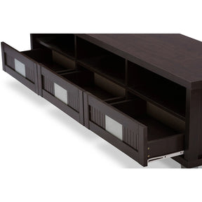 Baxton Studio Gerhardine Dark Brown Wood 63-Inch TV Cabinet with 3-drawer Baxton Studio-TV Stands-Minimal And Modern - 5