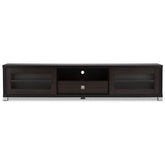 Baxton Studio Beasley 70-Inch Dark Brown TV Cabinet with 2 Sliding Doors and Drawer Baxton Studio-TV Stands-Minimal And Modern - 1