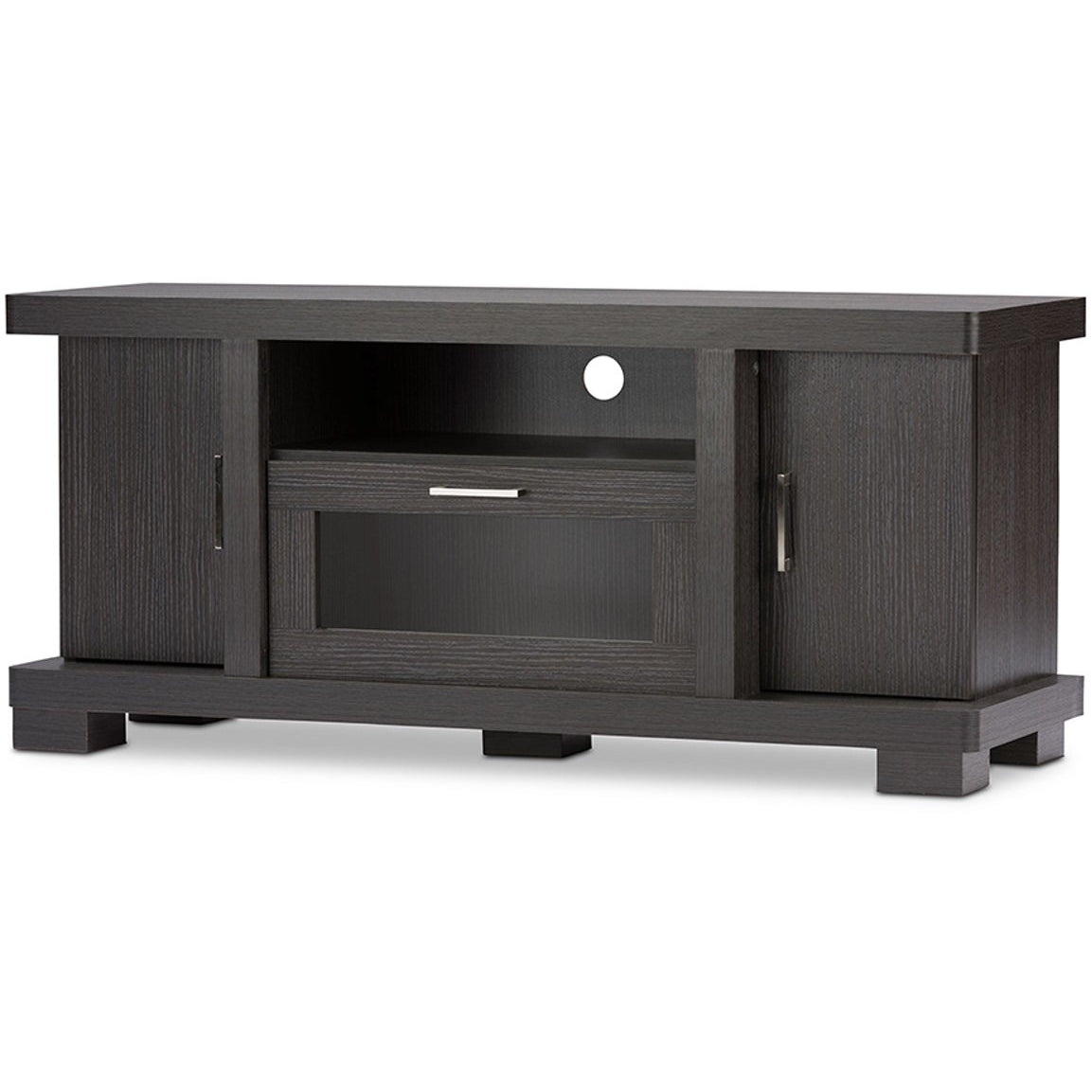 Baxton Studio Viveka 47-Inch Dark Brown Wood TV Cabinet with 2 Doors Baxton Studio-TV Stands-Minimal And Modern - 3