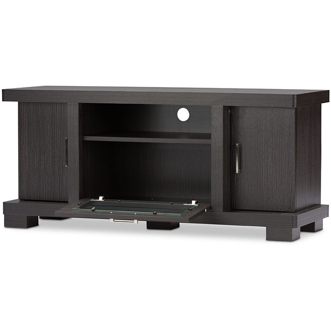 Baxton Studio Viveka 47-Inch Dark Brown Wood TV Cabinet with 2 Doors Baxton Studio-TV Stands-Minimal And Modern - 4