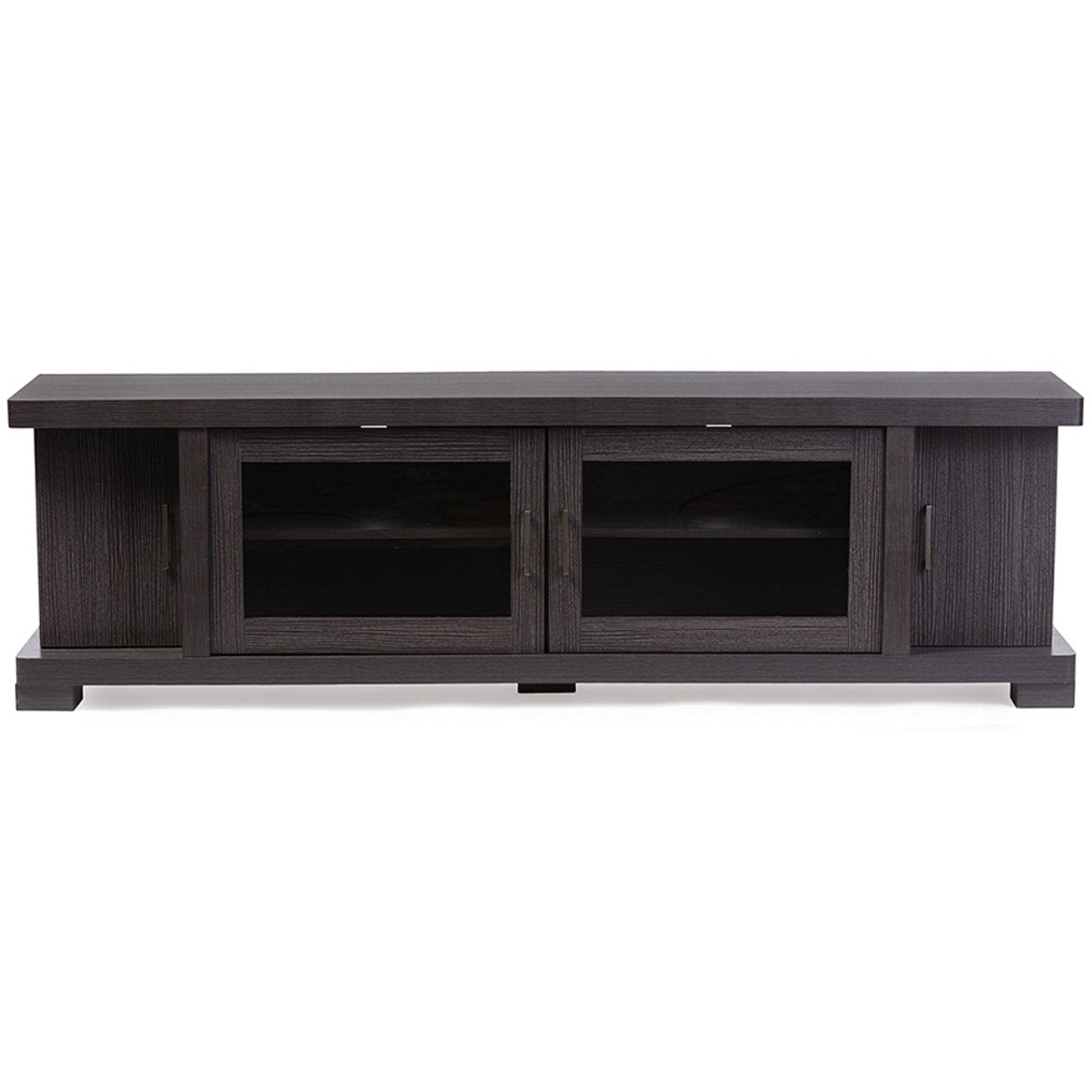 Baxton Studio Viveka 70-Inch Dark Brown Wood TV Cabinet with 2 Glass Doors and 2 Doors Baxton Studio-TV Stands-Minimal And Modern - 1