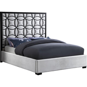 Meridian Furniture Taj White Velvet Queen BedMeridian Furniture - Queen Bed - Minimal And Modern - 1