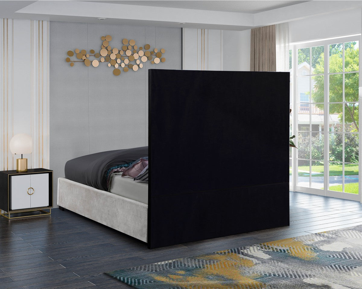 Meridian Furniture Taj White Velvet Queen Bed