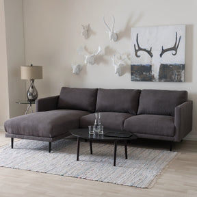 Baxton Studio Riley Retro Mid-Century Modern Grey Fabric Upholstered Left Facing Chaise Sectional Sofa Baxton Studio-sectionals-Minimal And Modern - 1